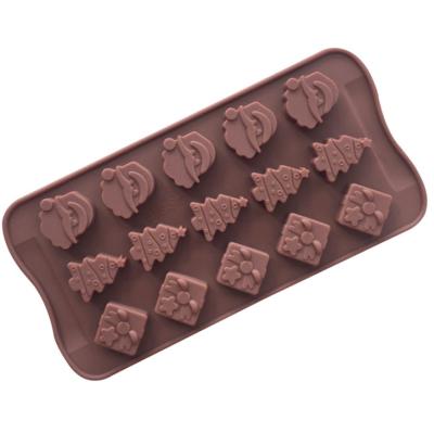 China Sustainable Christmas Season Moldes De Silicon Xmas 15Holes Candy Mold Trays Chocolate Mold for sale