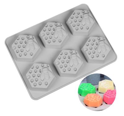 China 2021 Viable Hot Selling 6 Cavities Non-Stick 3D Honeycomb Silicone Soap Molds for sale