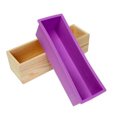 China Sustainable Hot Seller Flexible Rectangular Silicone Soap Roll Molds With Wooden Box for sale