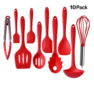 China Sustainable Amazon Best Selling 10pcs Set Heat Resistant Nonstick Silicone Kitchen Utensil Set For Cooking for sale