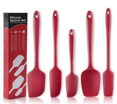 China Good Quality Durable Heat Resistant One Piece Design Seamless Silicone 5-Piece Spatula Set for sale