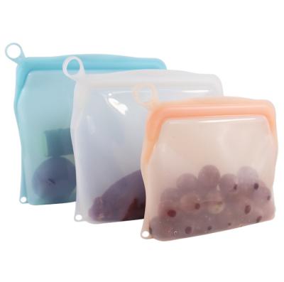 China Viable No BPA No Reusable PVC Silicone Snacks Kitchen Freezer Food Storage Bag for sale