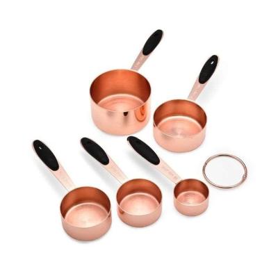 China Sustainable Wholesale Custom Cooking And Baking Tools Copper Plated Rose Gold Measuring Spoons And Measuring Cups for sale