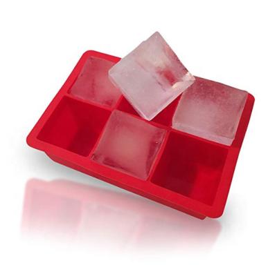 China Eco-friendly Large 6 Cavity Square Ice Cube Tray Silicone Ice Cube Molds for sale