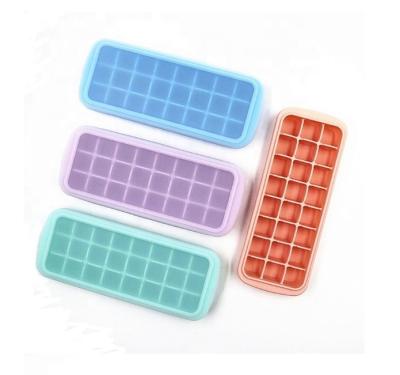 China Food Grade Silicone Ice Cube Mold Viable Best Selling 24 Cavities Small Square Whiskey Silicone Ice Cube Trays for sale