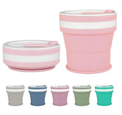 China Low price 350ml/12oz viable heat resistant silicone leak proof collapsible cup for travel camping for sale