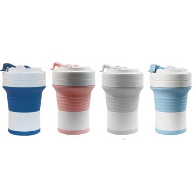 China Viable New Design 550ML Silicone Rubber Reusable Collapsible Drinking Coffee Cup With Lid for sale