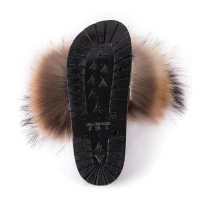 China Fashion Trend Fashion Fur Slides For New Women's Slippers Free Shipping Real Raccoon Shiny Luxury Outdoor Sandals for sale