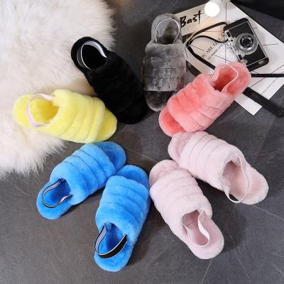 China The Trend Toe Sandals Real Sheepskin Fur Furry Open High Quality Wholesale Fashion Slides Fashion Women's Fur Wholesale Slippers for sale