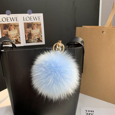 China Fashionable Fur Ball Key Bag Car Bag Wallet Accessories Purse Key Chain Decoration With Real Fox Fur Pom Pom Plush Key Chain for sale