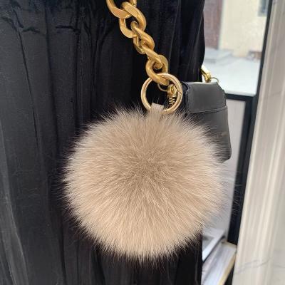 China Fashionable Fur Ball Key Bag Car Bag Wallet Accessories Purse Key Chain Decoration With Real Fox Fur Pom Pom Plush Key Chain for sale