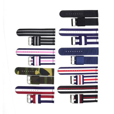 China Fabric Factory Watch Straps Nylon Wrist Band With Stainless Steel Buckle 44Mm Watch Strap Band for sale