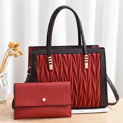 China Luxury Vintage PU Portable Premium Lether Handbag Set For Women for sale