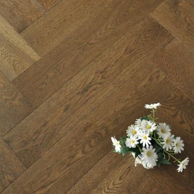 China Traditional Dark Color Recycling White Oak Engineered Herringbone Flooring For Villa for sale