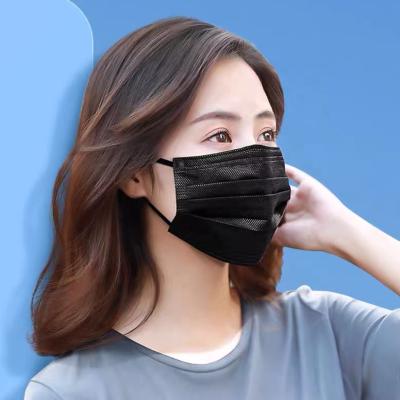 China With earloop factory directly supply 3ply black disposable face mask disposable protective face mask for sale