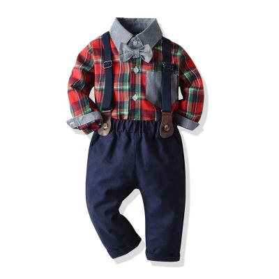 China 2021 Custom Made Children's Overalls Autumn Plaid Long Sleeve Shirt Boys Shirt New Children's Clothing Autumn Children's Costume Casual for sale