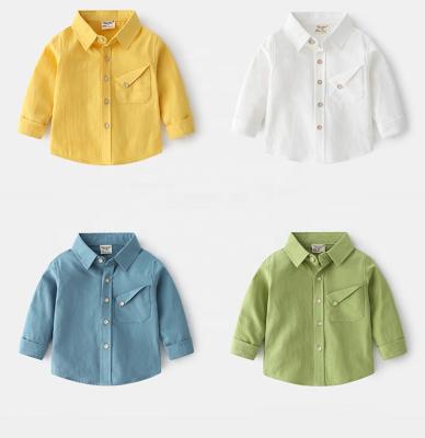 China New Boys Wear 2021 Cheap Wholesale Viable Kids Long Sleeves Shirt Basic Boys Clothing Set Solid Color Kids Shirt for sale