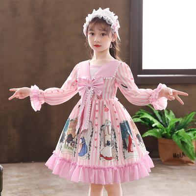 China Fashion Breathable Lolita Dress Sweet Girls Party Printed Princess Summer Children's Clothing Kid Girl Skirts Baby Dress Dresses for sale