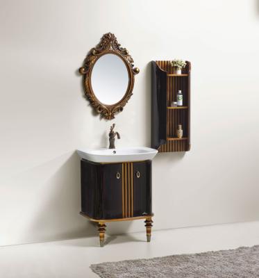 China Water Proof Modern Bathroom Furniture Set With Middle East Mirror And Two Doors Ebony Paint Resistant for sale