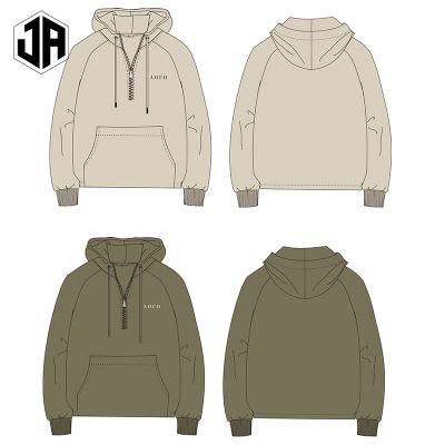 China Custom Breathable Fitness Workout Sports Designer Casual Oversized Drawstring Half Zipper Hoodie And Sweatshirt Cotton Pullover Men for sale