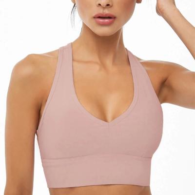 China Hot Selling Breathable Cavity V Shape Thin Gym Push Up Fitness and Yoga Wear Sports High Impact Bra for sale