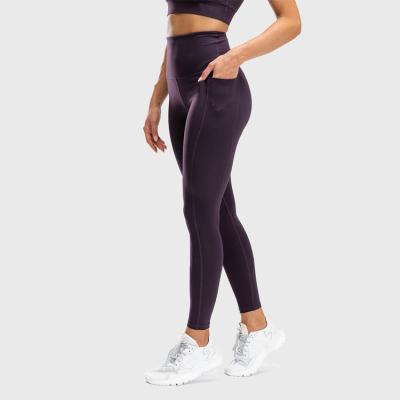 China 2020 Women Antibacterial Spandex Plain Yoga Pants High Waisted Gym Leggings With Pocket for sale