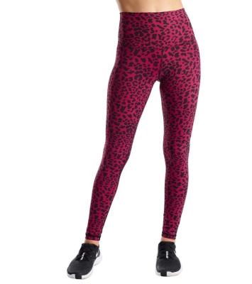 China New Design Breathable Leopard Printed Signature High Waist Recycled Yoga Ladies Gaiters Pants for sale