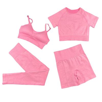 China Wholesale High Quality Women Gym Wear Workout Workout Suit Breathable 4 Piece Summer Seamless Yoga Set For Ladies for sale