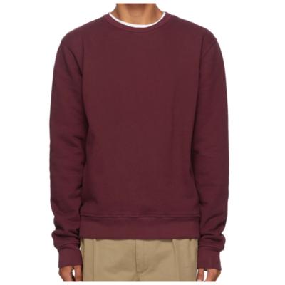 China Winter Logo Men Burgundy Custom Fashion Anti-wrinkle Long Sleeves Pullover Cotton Sweater Jumper OEM Single O-Neck Digital Print Available for sale