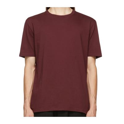 China Anti-Wrinkle OEM Men T-shirt Cotton Different Color Available Fashion Designed Shorts Sleeves Casual Burgundy Wholesale Logo Customized Red for sale