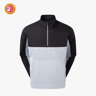 China Anti-Wrinkle Stock OEM Logo 2 Color Block Polyester HydroKnit 1/2 Zipper / Cotton Mens Golf Jacket And Pullover for sale