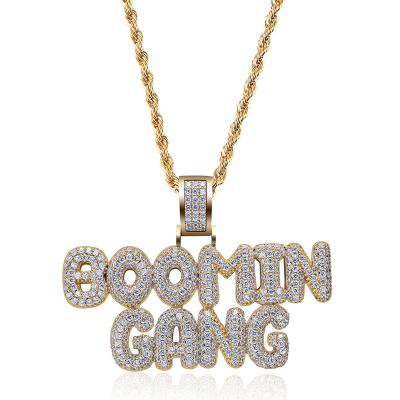 China Hiphop personality tide brand men's and women's micro-set zircon double-row letter necklace accessories pendant for sale