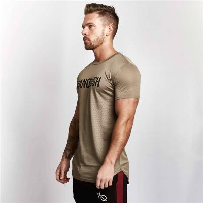 China Custom Short Gym Fitness Men's Anti-Wrinkle Quick Sleeve Polyester Sports T-Shirt for sale