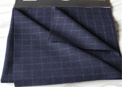 China Window Pane Suit Medium Tartan Wool Fabric British Style Navy With White Line for sale