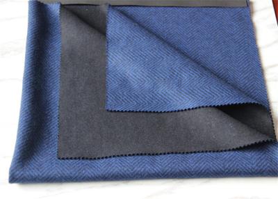 China OEM Soft Knit Herringbone Wool Fabric Blue And Black Comfortable For Baby Clothes for sale