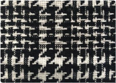 China Black And White Houndstooth Tweed Fabric , 59