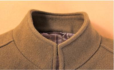 China Fashion Formal Khaki Medium Wool Blend Winter Coat / Single Breasted Wool Coat for sale