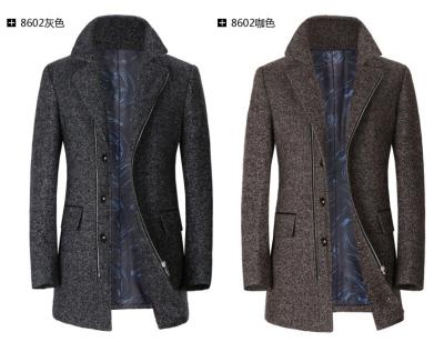 China Medium To Long Slim Herringbone Men's Winter Coat With Zipper / Button For Business for sale