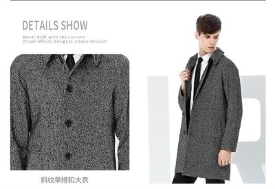 Cina Cappotto nero/grigio maschio di inverno del tessuto della lana della saia di stile di affari con il singolo bottone in vendita