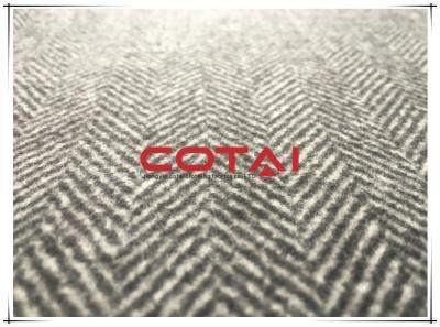 China Brown Chocolate White 3cm Herringbone Wool Fabric For Business Winter Coat Fabric for sale