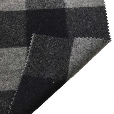 China 5.5cm Checked Fake Tartan Wool Fabric / Melton Wool Fabric For Fashion Coat for sale