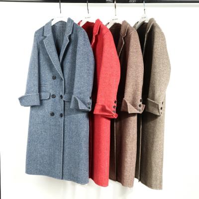 China Blue herringbone alpaca double sided wool 10cm herringbone women's overcoat hot sale cheap for sale