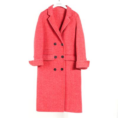 China Explosion 2018 Hot red 10cm herringbone Korea style hot sale in winter women's overcoat 50% wool 900g/m; 600gsm for sale