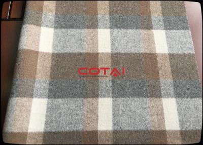 China Hot sale 70% wool 920g/m 610GSM Eco - Friendly Wool 8-11cm Big Plaid Fabric / Tartan caramel for sale