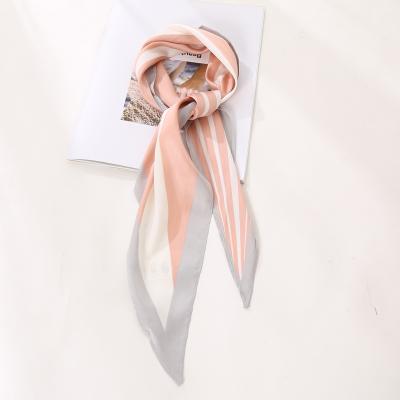 China 2021 New Design Spring Diamond Stripe Scarf Korean Style Feeling Headband Elegant Soft Smooth Luxury Diamond Scarf For Girls for sale