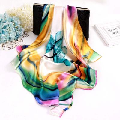 China 2021 summers new elegant luxury ice soft smooth hankie style fresh and soft feeling silk scarf square scarf 60*60cm for women for sale