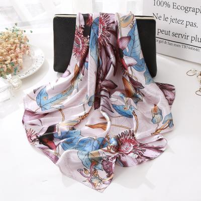 China New Arrival Wholesale Elegant Luxury Soft Feeling Printed Square Ice Pattern Oil Painting 60*60cm Silk Scarf For Women for sale