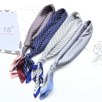 China Sweet Soft Feeling Luxury Elegant Wholesale Hot Sale Printed 70*70cm Square Scarf Striped Simple And Elegant Scarf Neckerchief For Lady for sale