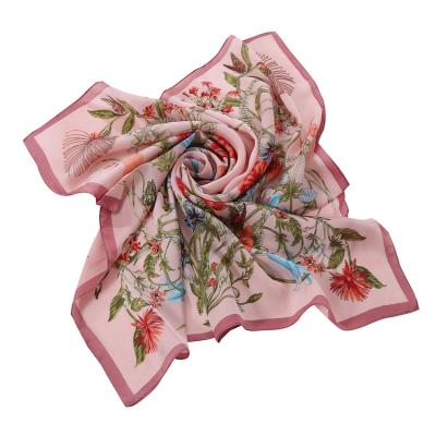 China 2021 new arrival soft smooth luxury satin summer feeling scarf 70*70cm vintage silk square scarf for lady for sale