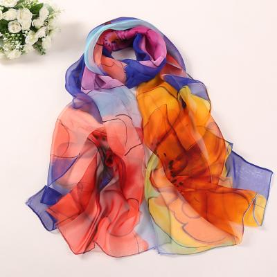 China Soft Type New Feeling hijab 2021 Machine Printed Chiffon Peanut Flower Pattern Chiffon Scarf Smooth Luxury Elegant Good Quality 160*50cm For Women for sale